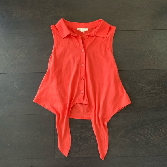 Orange Forever 21 tie crop top - Picture 2 of 5